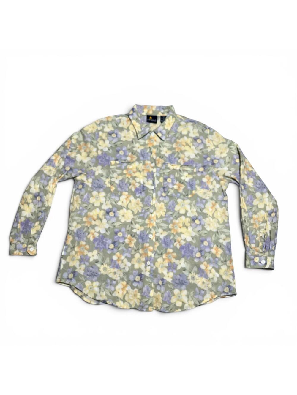 Vintage 90s LizSport Floral Cotton Button Down